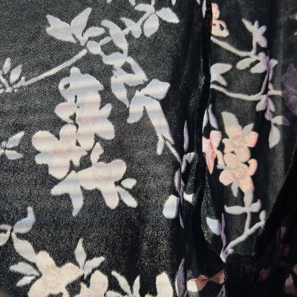 Another Love Velvet Floral Mini Dress Sz S Black Pink balloon sleeves - Picture 12 of 12